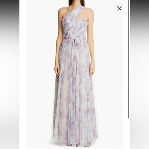 Marchesa Notte***One-Shoulder Lavender Floral Gown***US 6 $325